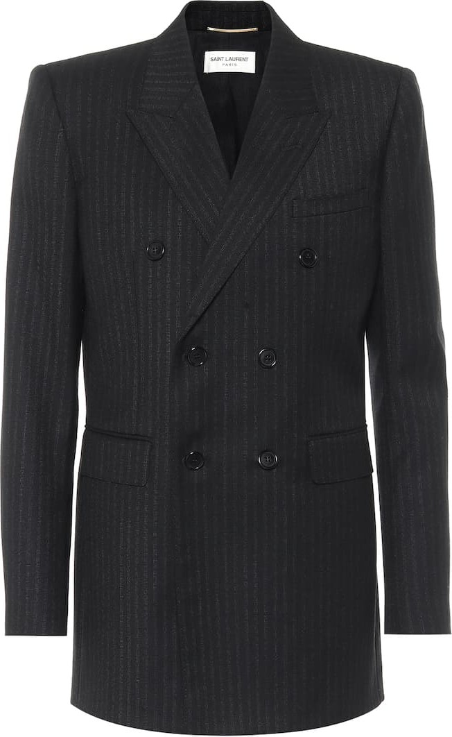 Saint Laurent Pinstriped wool double-breasted blazer