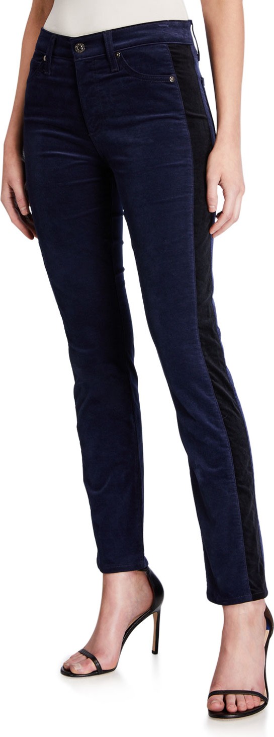 AG Jeans Mari Straight-Leg Tuxedo Stripe Jeans