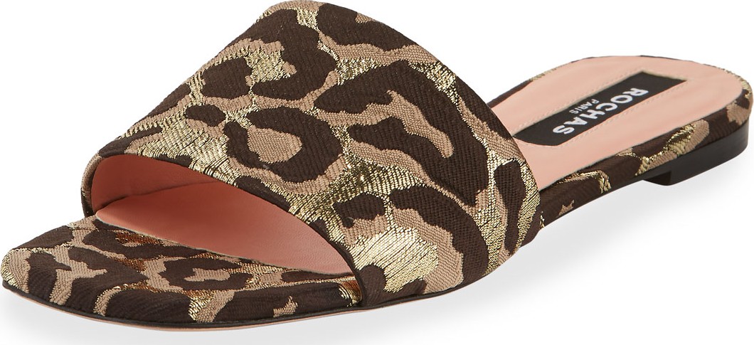 ROCHAS Leopard Brocade Flat Sandals