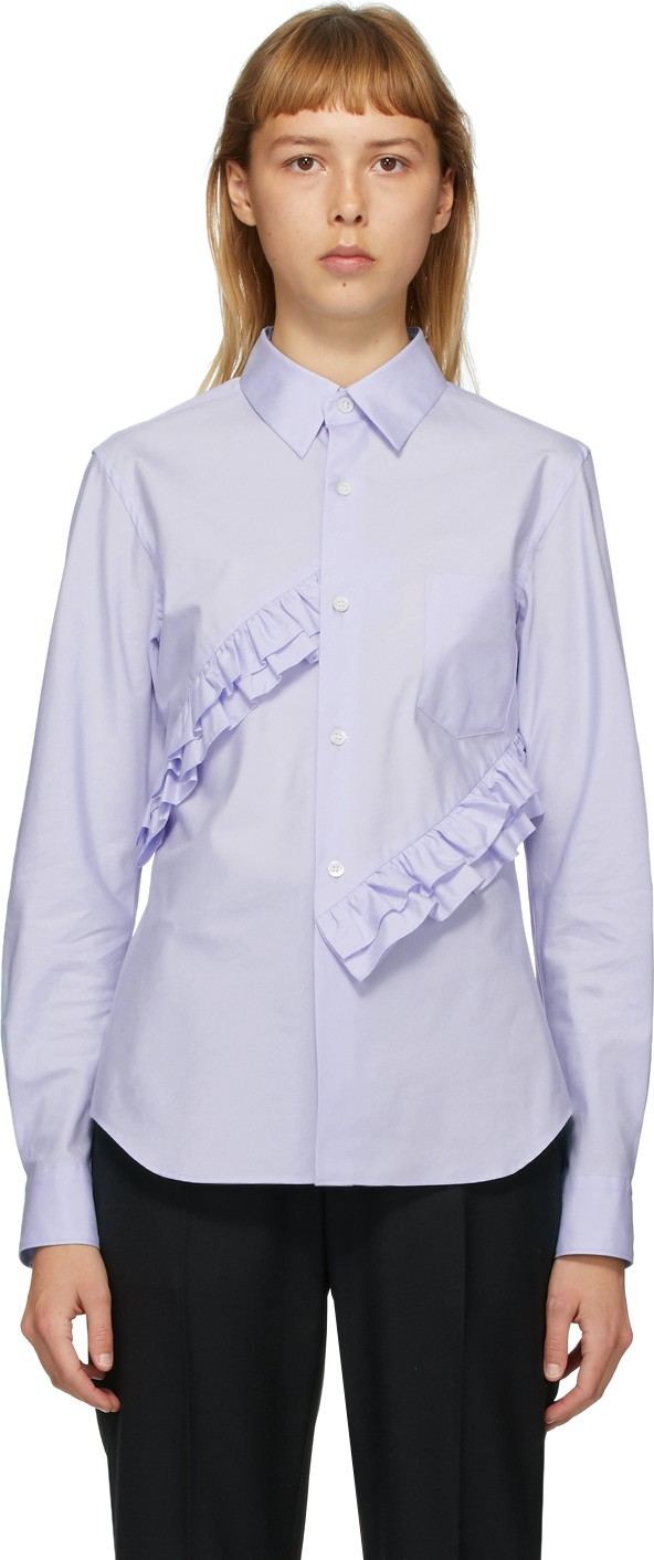 Comme Des Garçons Comme Des Garçons Blue Broad Double Ruffle Shirt