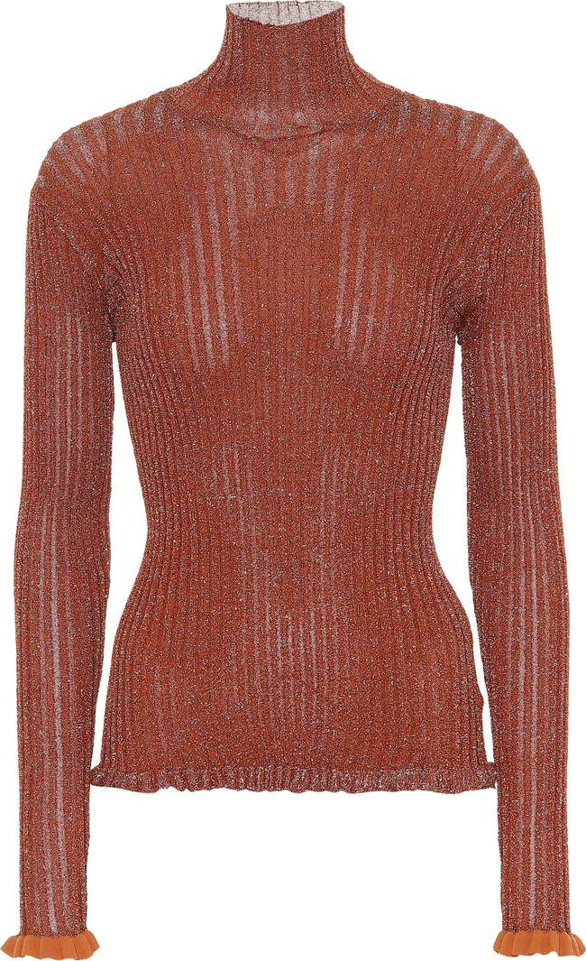 Chloe Ribbed metallic turtleneck top