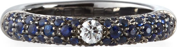 Adolfo Courrier Single Diamond & Pave Blue Sapphire Ring, Size 6
