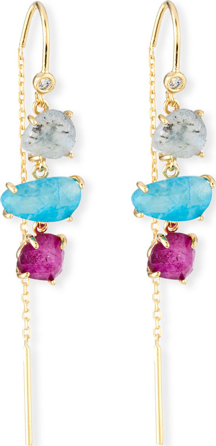 Tai Three-Stone Threader Earrings