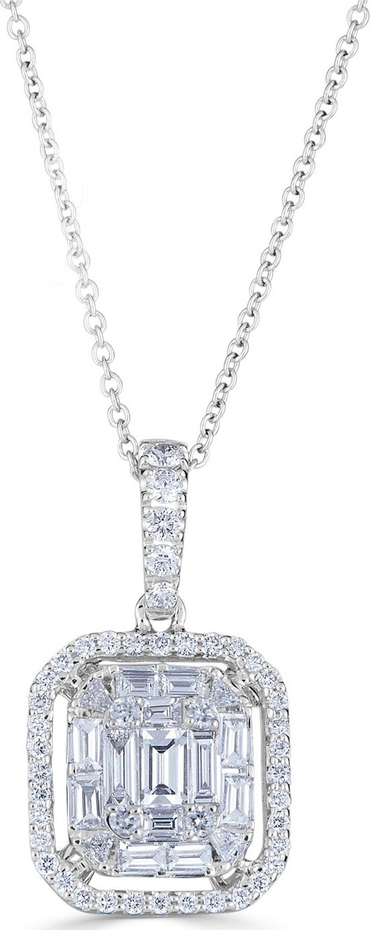 ZYDO Mosaic 18k White Gold Diamond & Outline Necklace