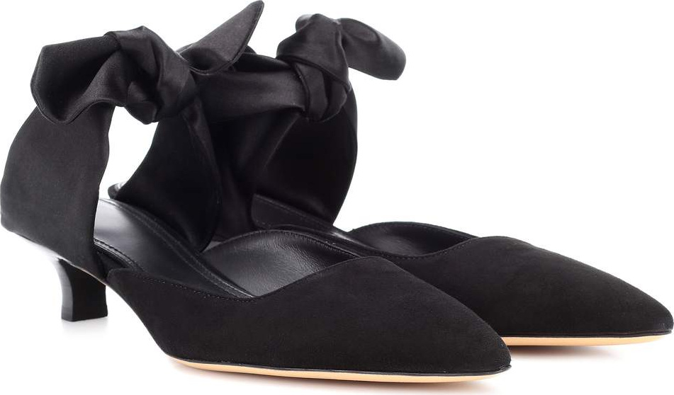 THE ROW Coco suede and satin mules