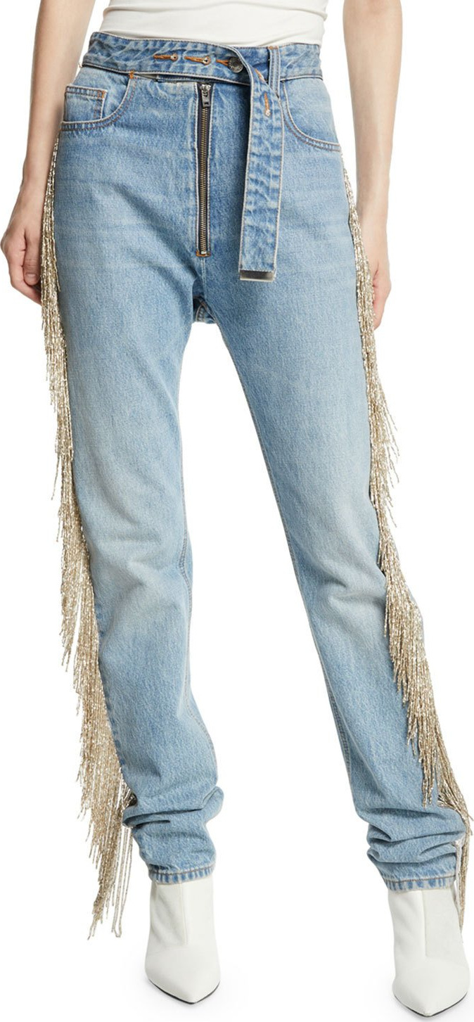 Helmut Lang Straight-Leg Fringe Jeans