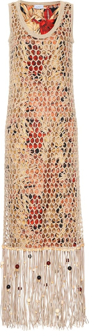 Salvatore Ferragamo Suede-trimmed silk and cotton dress