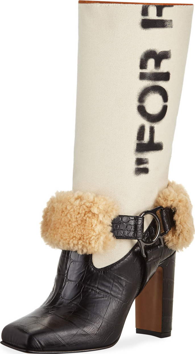 Off White For Riding Mixed Media Boots