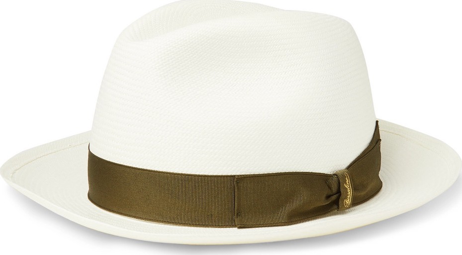 Borsalino Grosgrain-Trimmed Straw Panama Hat