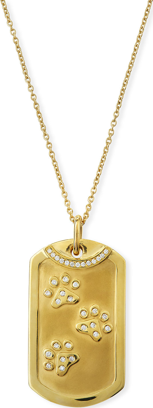 Roberto Coin 18k Gold Diamond Dog Tag Paw Print Necklace
