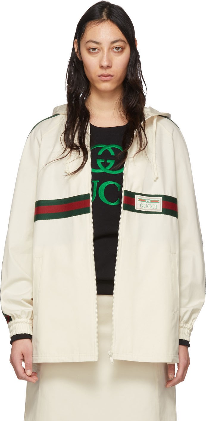 Gucci Off-White Web Zip-Up Hoodie