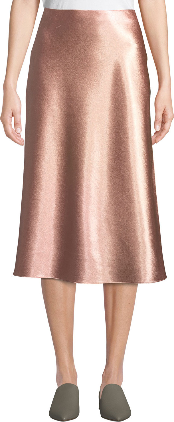 Vince Bias-Cut Satin Midi-Length Slip Skirt
