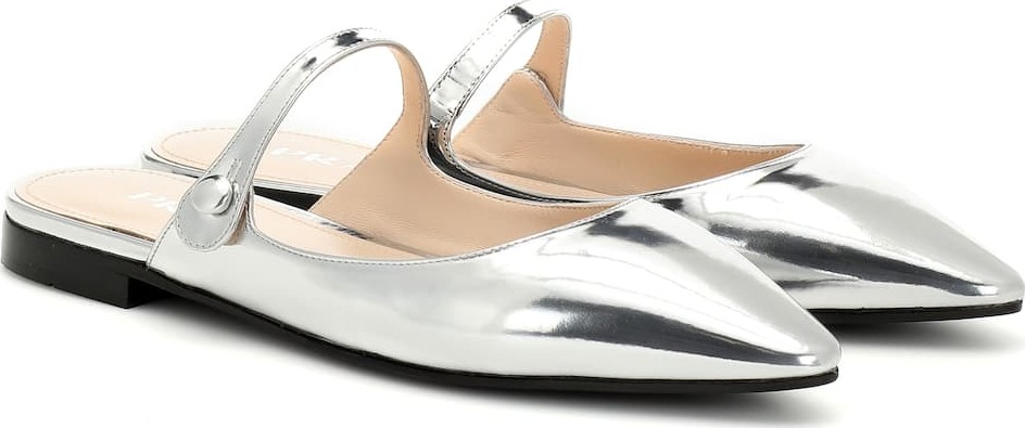 Prada Metallic leather slippers