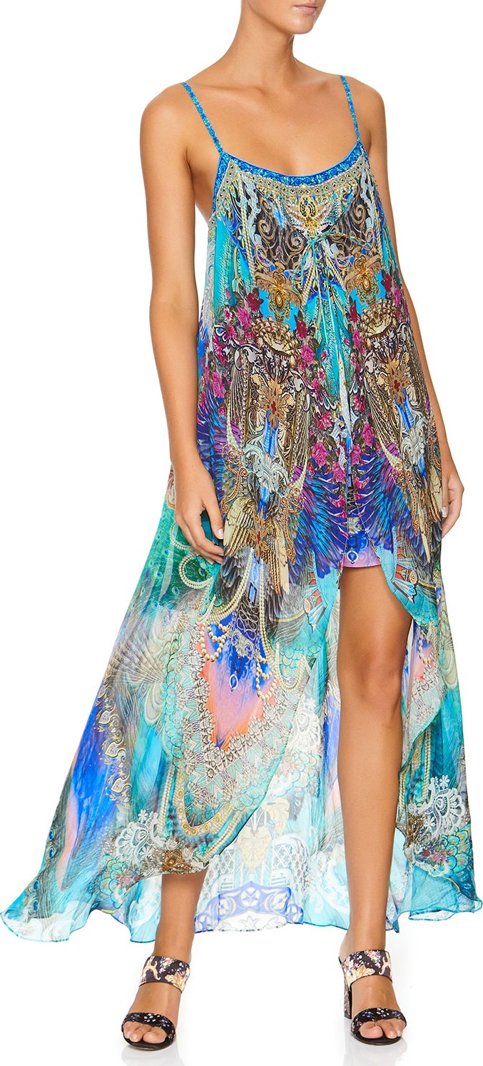 Camilla Printed Mini Dress w/ Long Overlay
