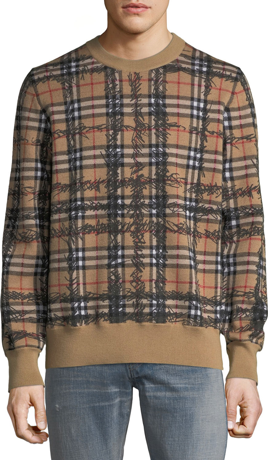 Burberry London England Men's Kern Scribble Check Sweatshirt