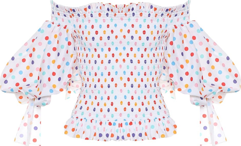 Caroline Constas Coco polka-dot stretch-cotton blouse