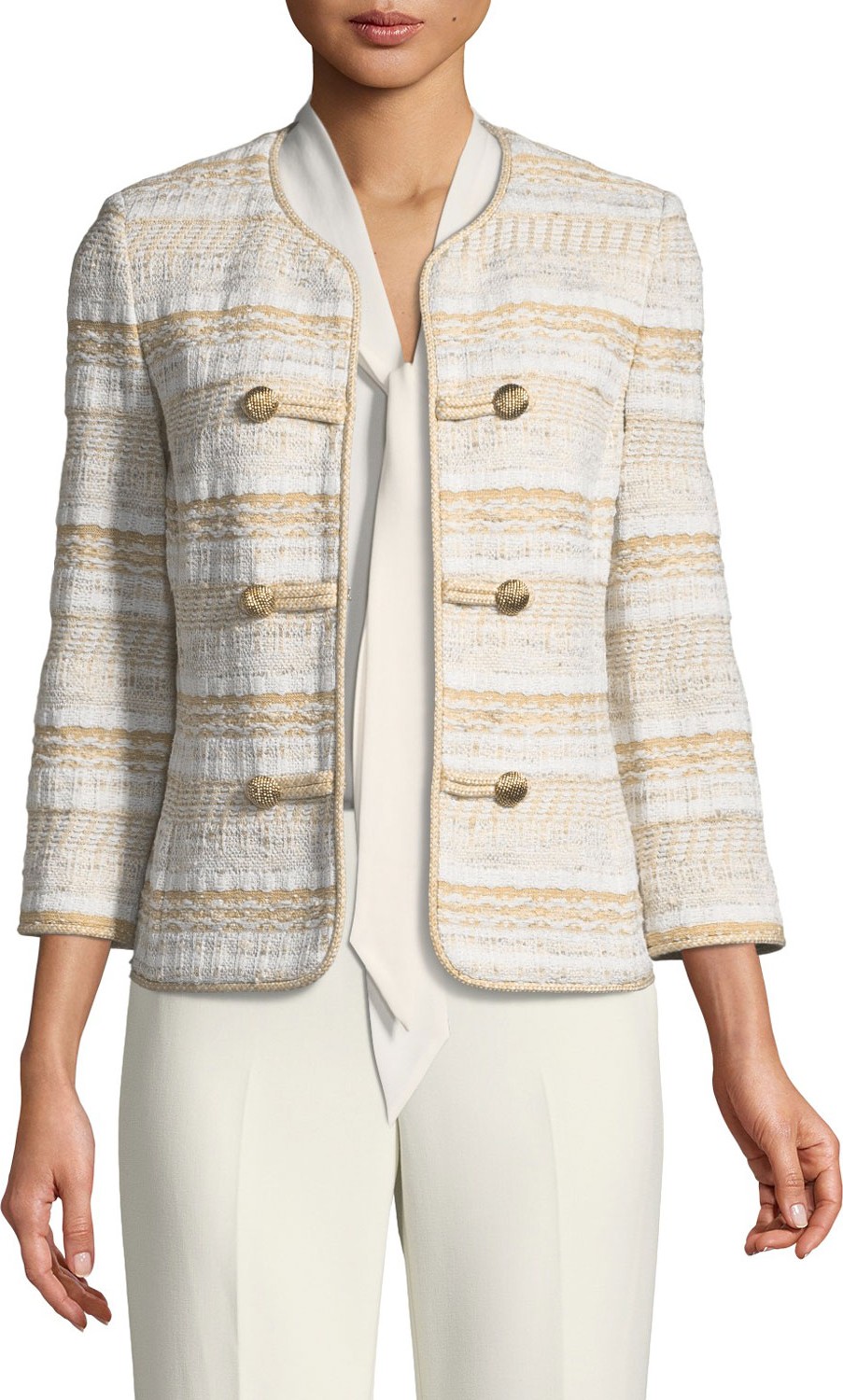 St. John Speckled Stripe Tweed Knit Jacket