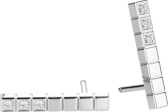 Chopard Ice Cube Diamond Bar Stud Earrings in 18K White Gold