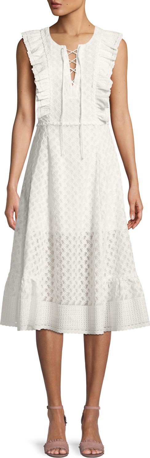 Red Carter Reghan Sleeveless Embroidered Midi Dress