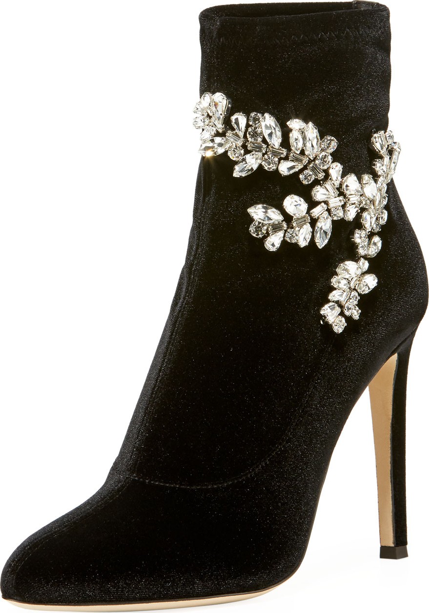 Giuseppe Zanotti Glitter Stretch Booties with Embellishment