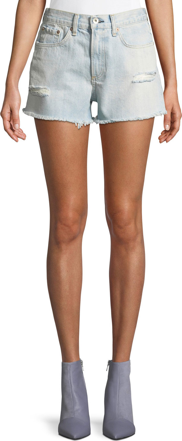 Rag & Bone Justine High-Rise Frayed Denim Shorts