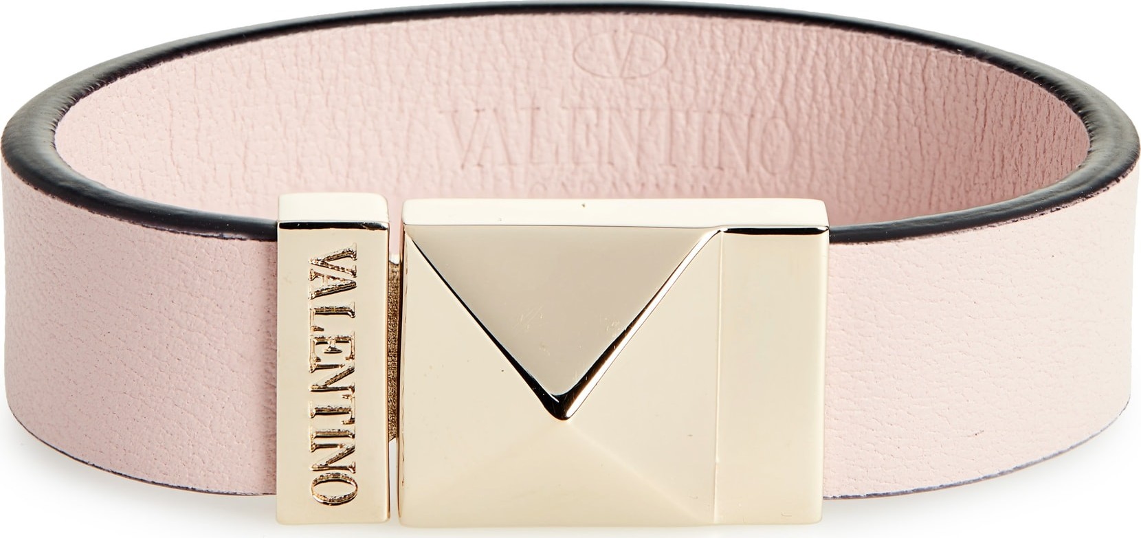 Valentino Small Lock Leather Cuff Bracelet