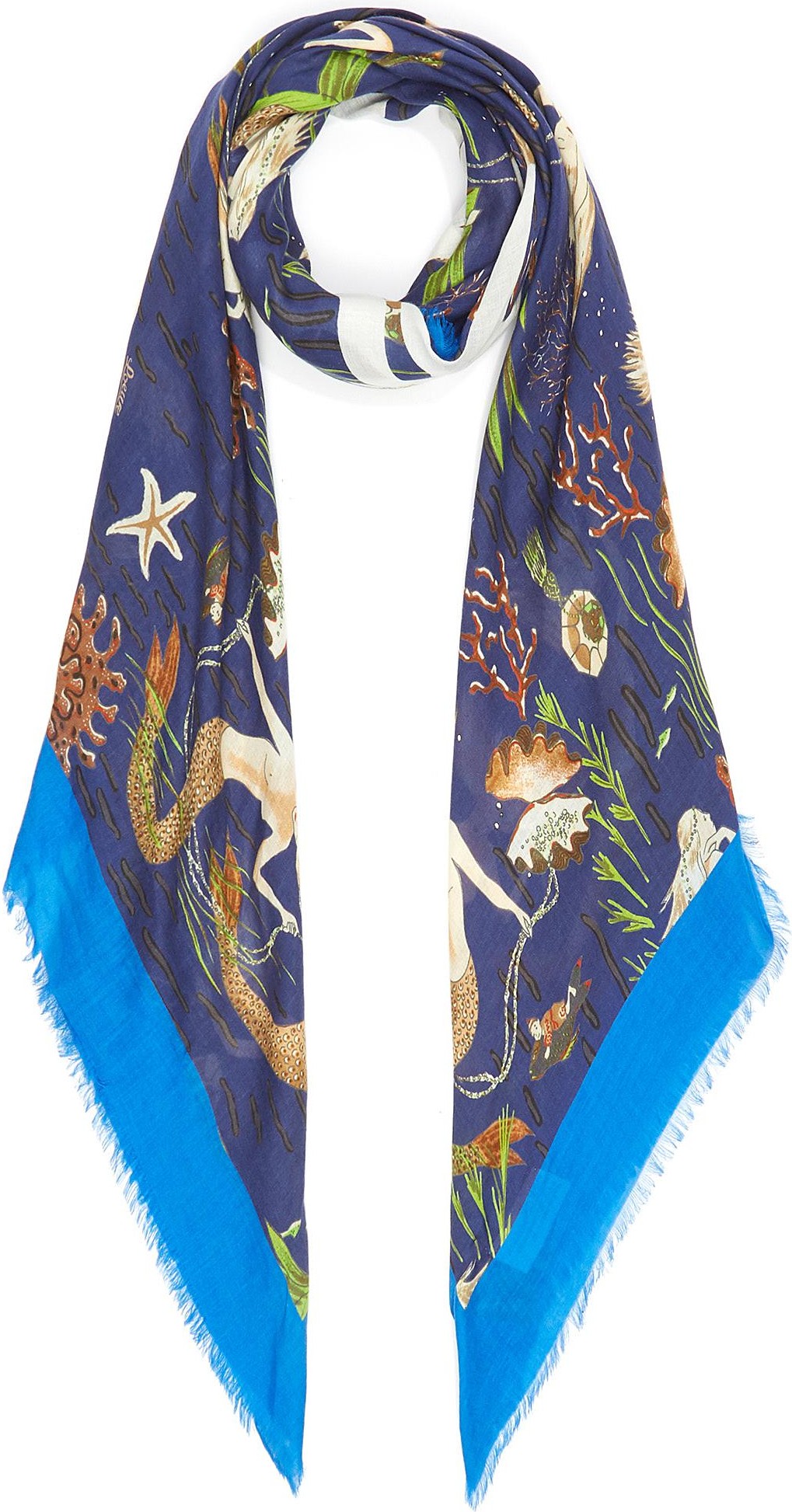 LOEWE Paula's Ibiza' mermaid print cashmere scarf