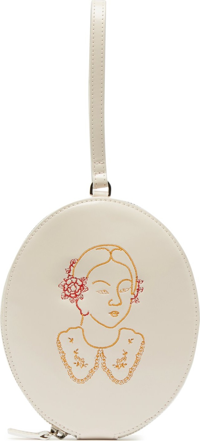 Simone Rocha Lady-embroidered leather clutch