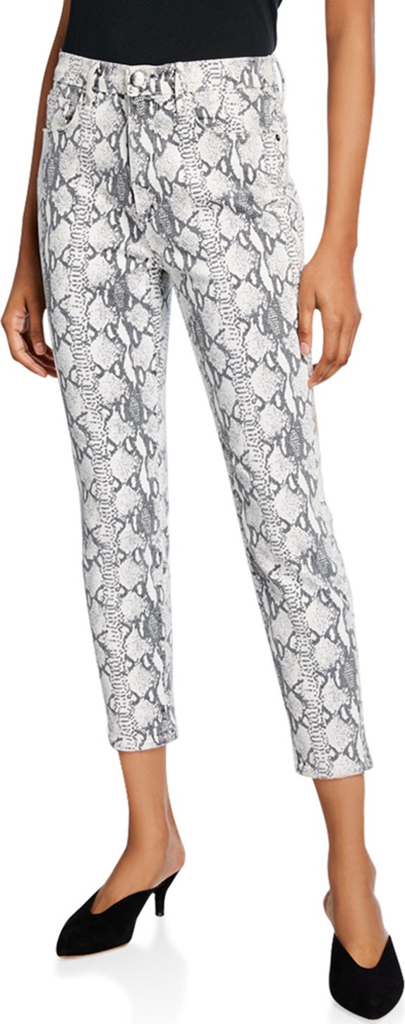 FRAME DENIM Ali High-Rise Python-Print Cigarette Jeans