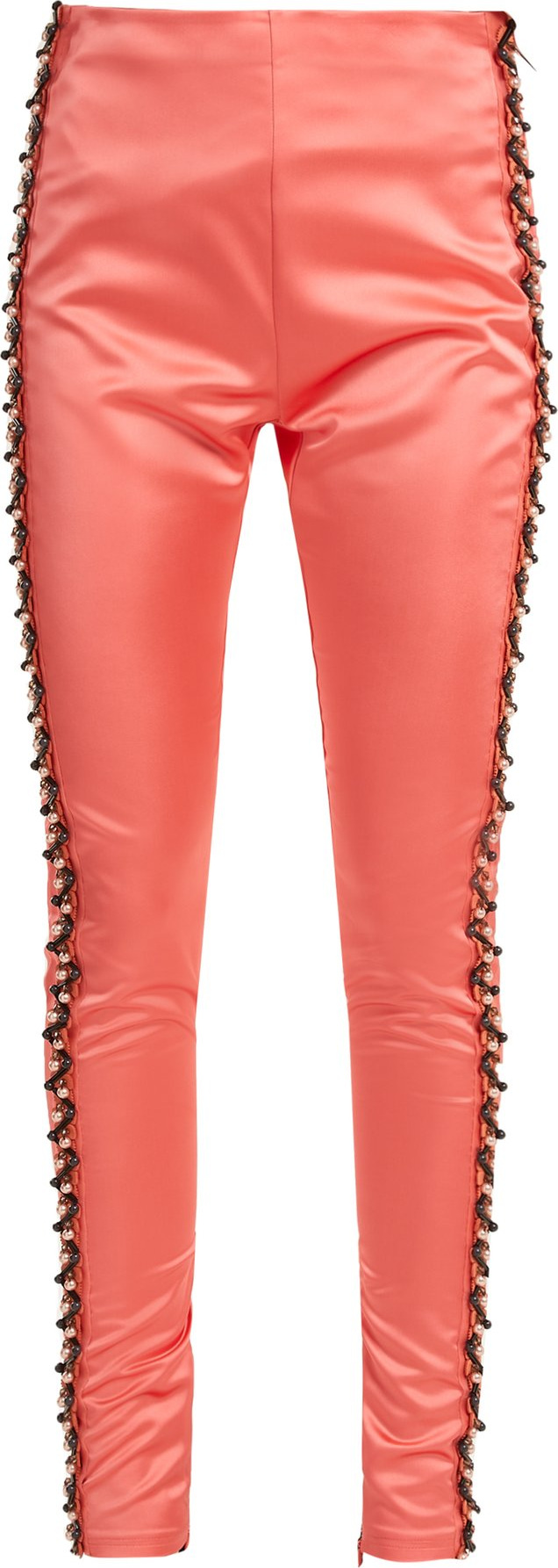 KOCHÉ Bead-embellished side-stripe satin trousers