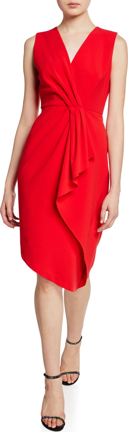 Elie Tahari Adrianne V-Neck Sleeveless Asymmetric Cocktail Dress
