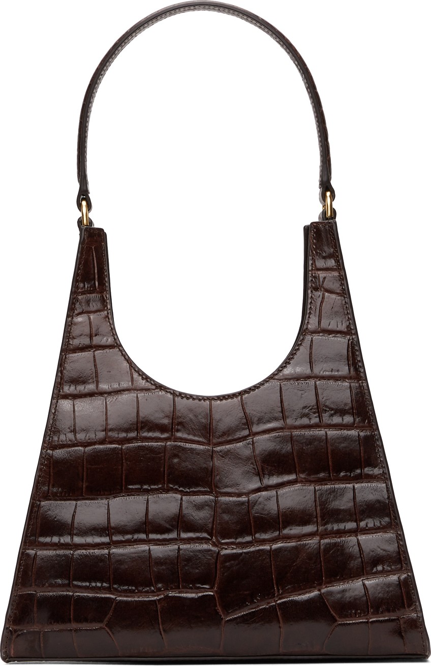 Staud Brown Croc Rey Bag