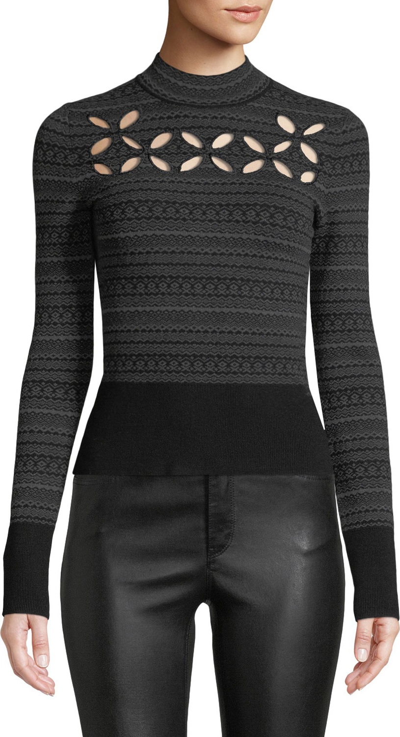 Bailey 44 Slalom Cutout Turtleneck Sweater