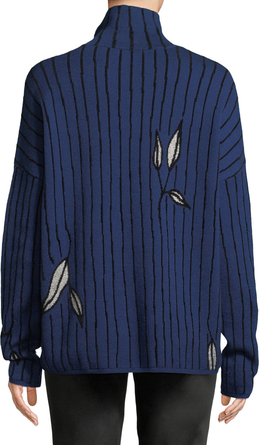 Christian Wijnants Kamran Turtleneck Stripe & Floral Jacquard Sweater