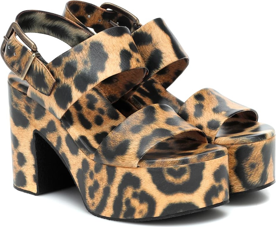 Dries Van Noten Leopard leather platform sandals