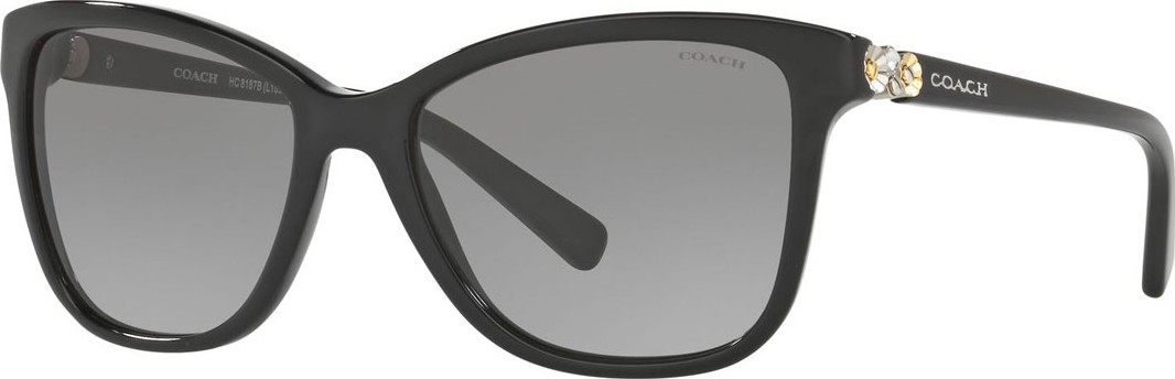COACH Rectangle Acetate Sunglasses w/ Metal Flower Temples