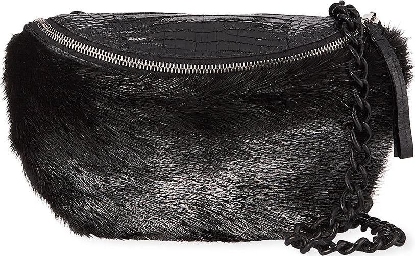 Nancy Gonzalez Crocodile and Fur Belt Bag/Fanny Pack