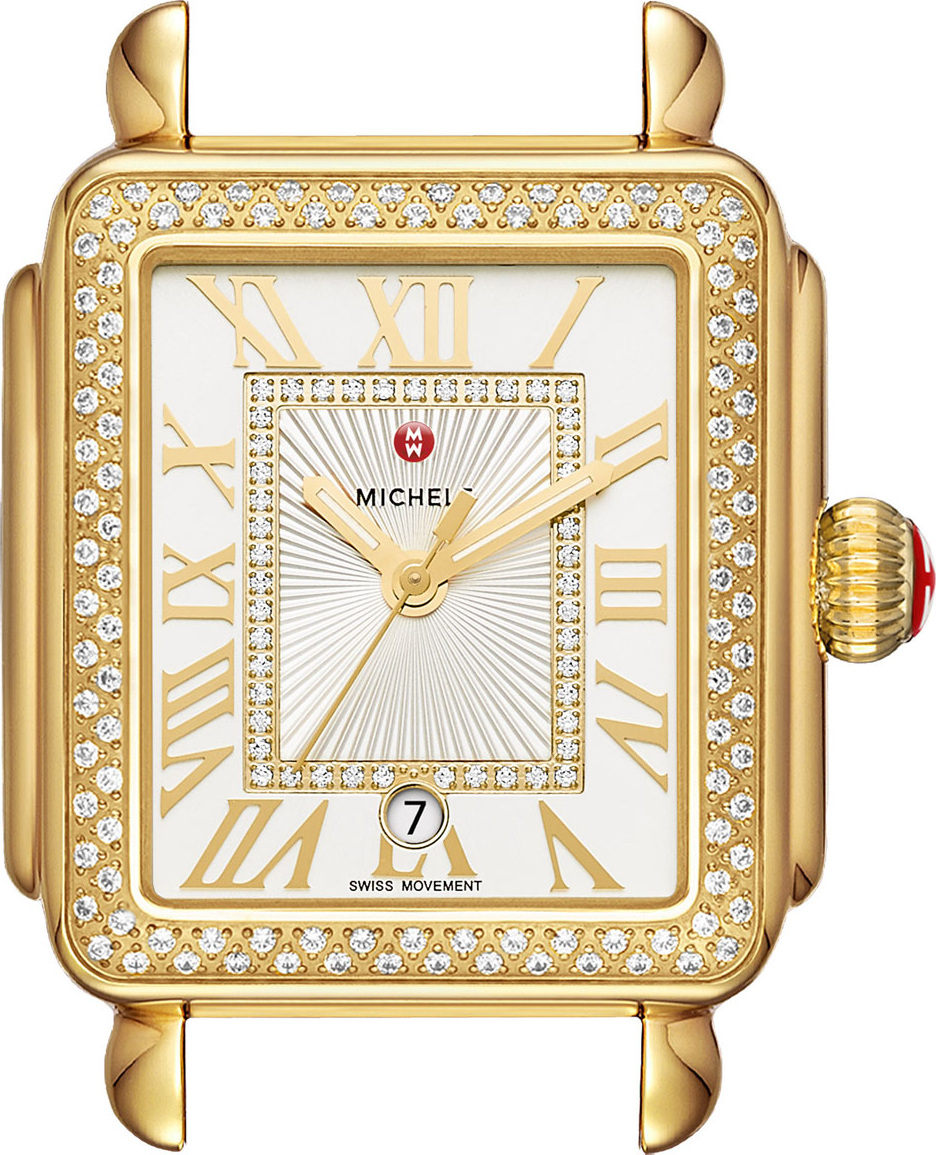 MICHELE Deco Madison Bracelet Watch with Diamonds in 18K Gold Plate
