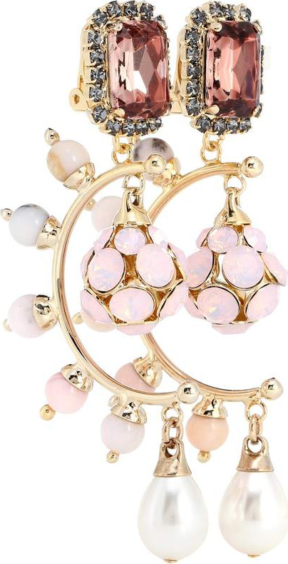 Erdem Crystal drop clip-on earrings