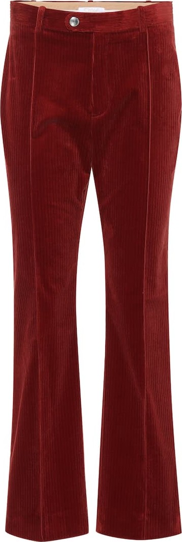Chloe Mid-rise flared corduroy pants