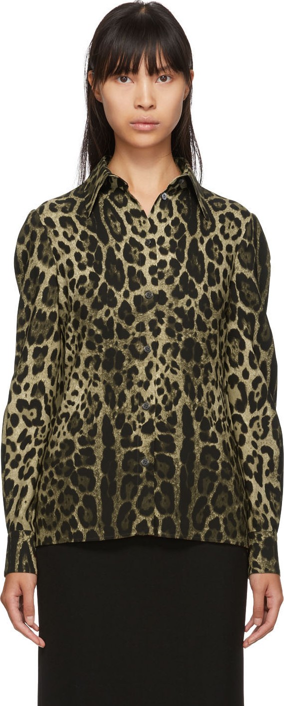 Dolce & Gabbana Tan Leopard Print Shirt