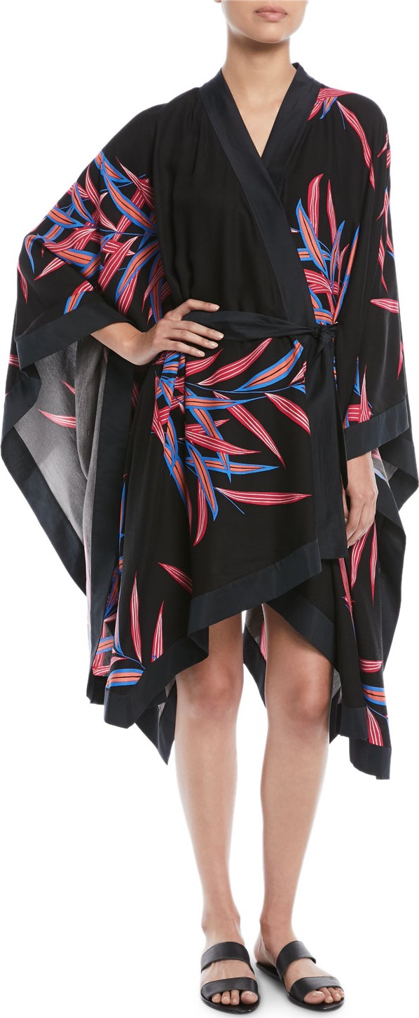 DIANE von FURSTENBERG Printed Tie-Front Beach Kimono Coverup
