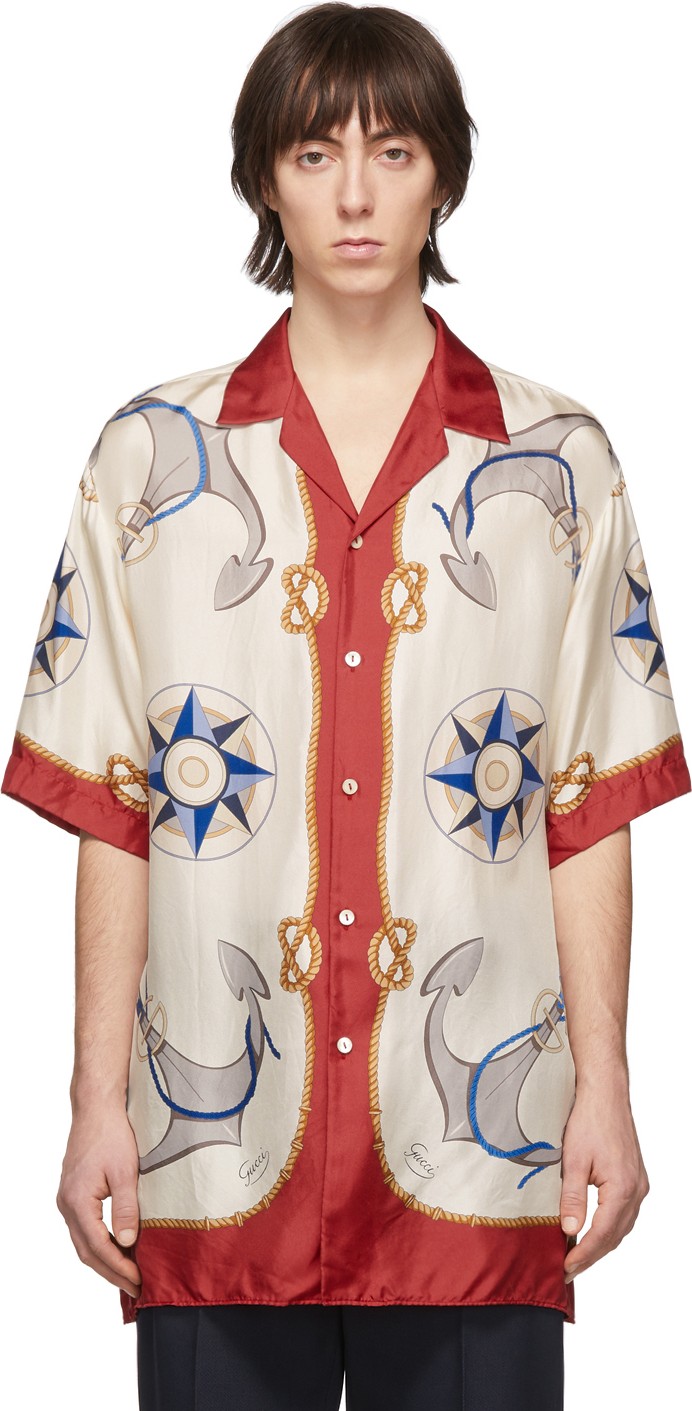 Gucci Multicolor Silk Compass Rose Shirt