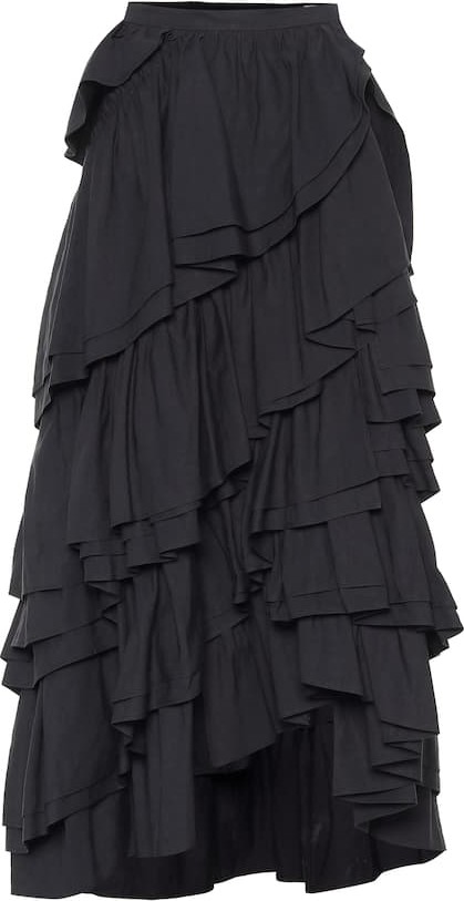 Dries Van Noten Tiered linen and cotton maxi skirt