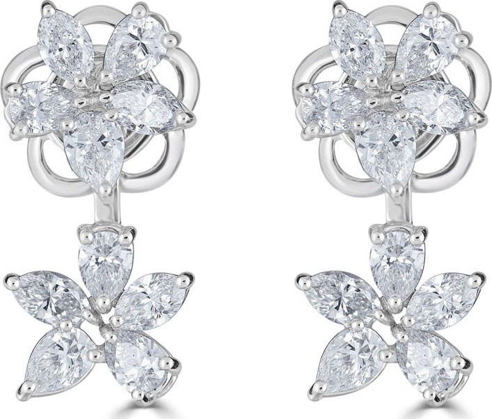 ZYDO Luminal 18k White Gold Diamond Flower Earrings