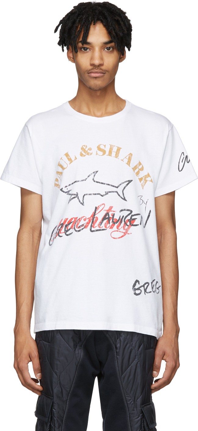 Greg Lauren White Paul & Shark Edition Logo T-Shirt