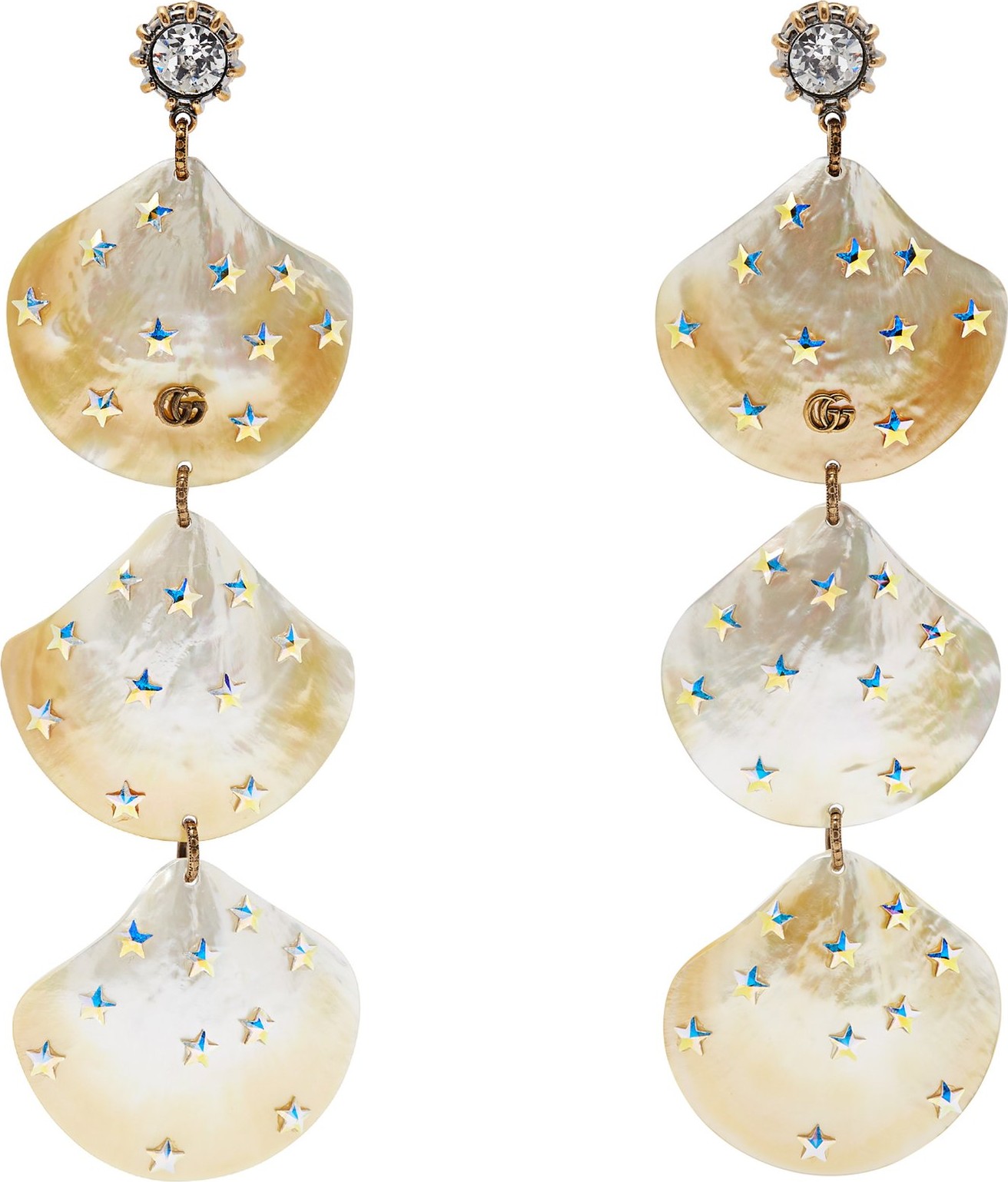 Gucci GG mother-of-pearl shell-drop earrings
