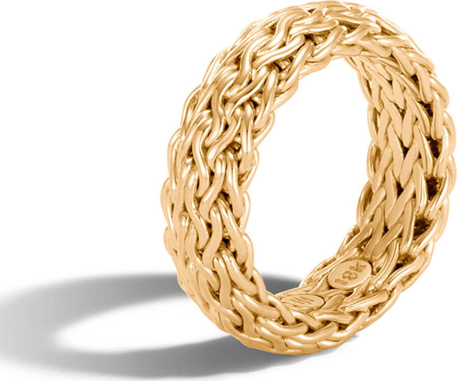 John Hardy Classic Chain 18k Gold Band Ring, Size 7
