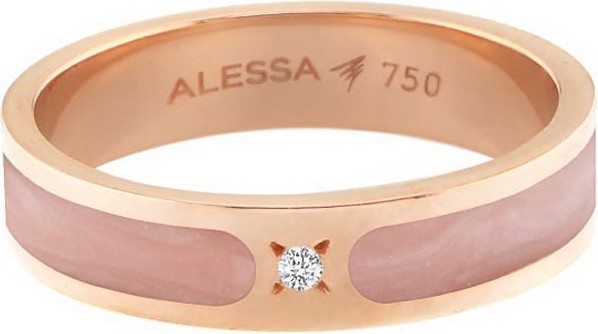 Alessa Jewelry Spectrum Painted 18k Rose Gold Stack Ring w/ Diamond, Pink, Size 9