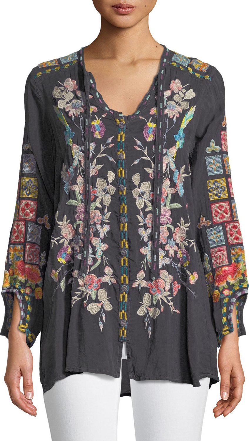 Johnny Was Nikolita Embroidered Blouse